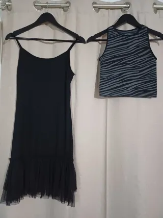 Vestido tul y top estampado cebra