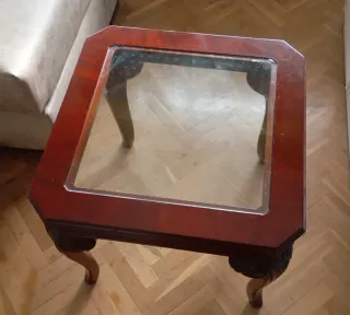 Mesa auxiliar madera y cristal