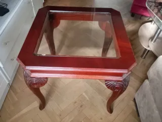 Mesa auxiliar madera y cristal
