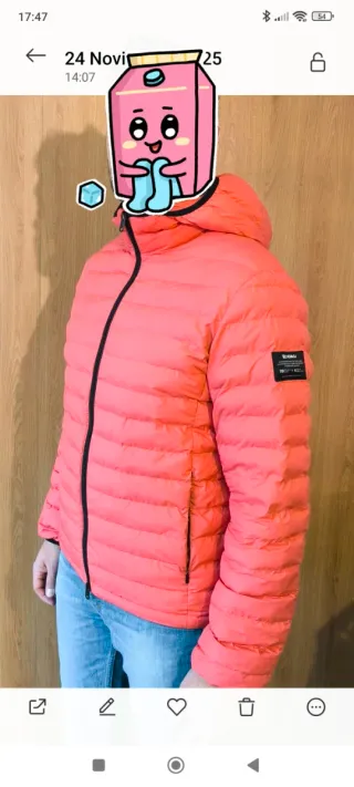 Cazadora plumífero naranja/rosa