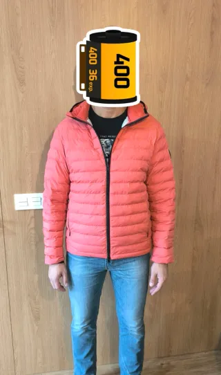 Cazadora plumífero naranja/rosa