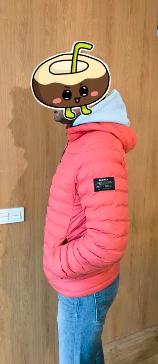 Cazadora plumífero naranja/rosa