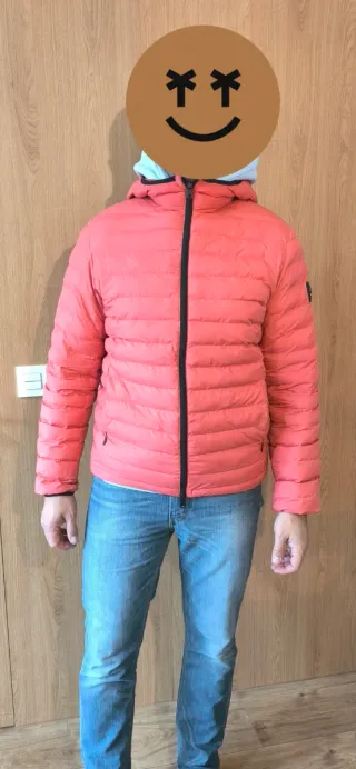 Cazadora plumífero naranja/rosa