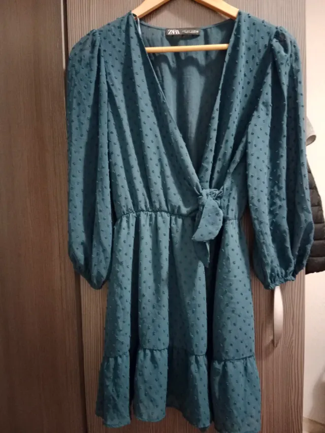 Vestido Zara Talla S/36/8 Verde Azul