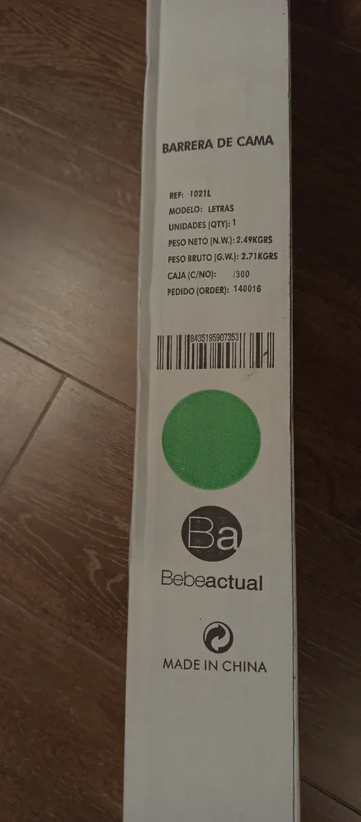 Barra protectora para cama infantil