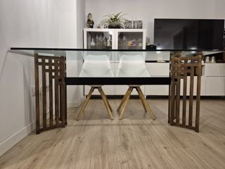 Mesa Comedor Cristal y Hierro Forjado