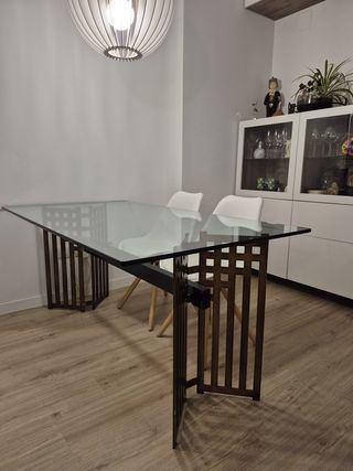 Mesa Comedor Cristal y Hierro Forjado