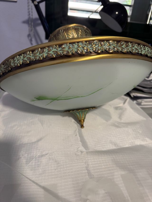 Lámpara techo cristal y metal elegante