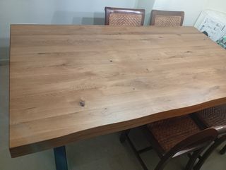 Tavolo da Pranzo in Legno di Rovere con Gambe in Acciaio a X