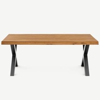 Tavolo da Pranzo in Legno di Rovere con Gambe in Acciaio a X