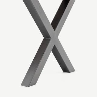 Tavolo da Pranzo in Legno di Rovere con Gambe in Acciaio a X