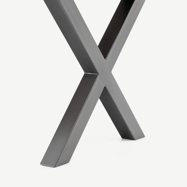 Tavolo da Pranzo in Legno di Rovere con Gambe in Acciaio a X