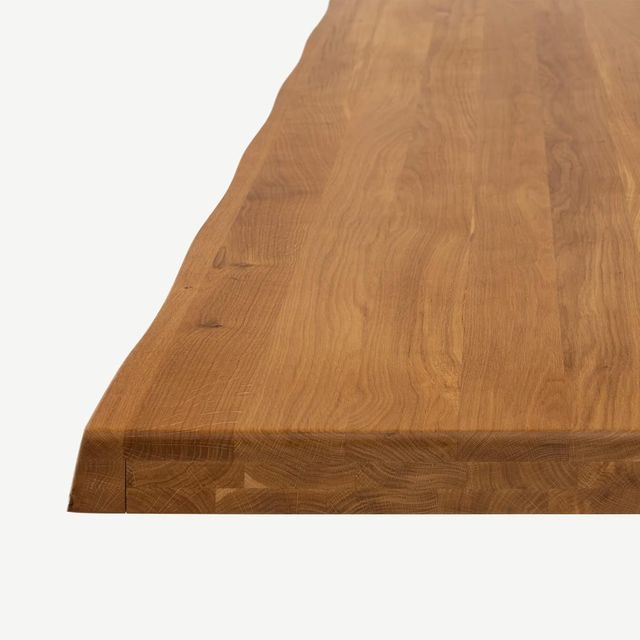 Tavolo da Pranzo in Legno di Rovere con Gambe in Acciaio a X