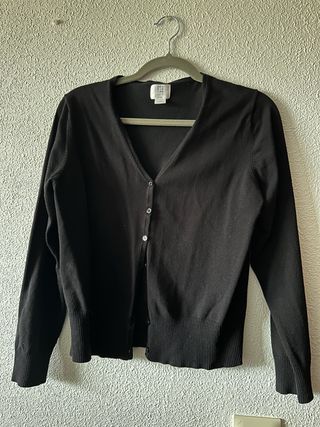 Cardigan Negro Talla S suave y ligero con botones