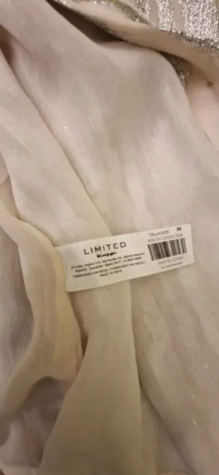 Blusa fiesta beige y plateada