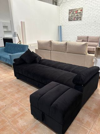 Sofá cama negro con puff incluido –  Nuevo