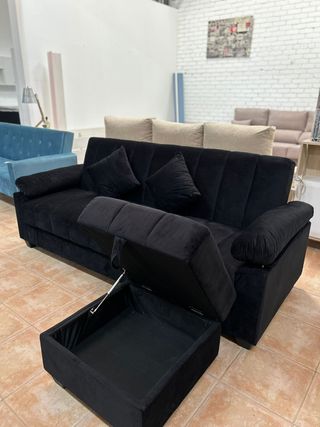 Divano letto moderno con pouf - nero NUOVO