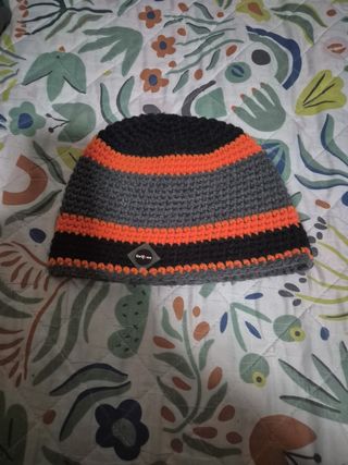 Gorro Grifone rayas naranja y gris