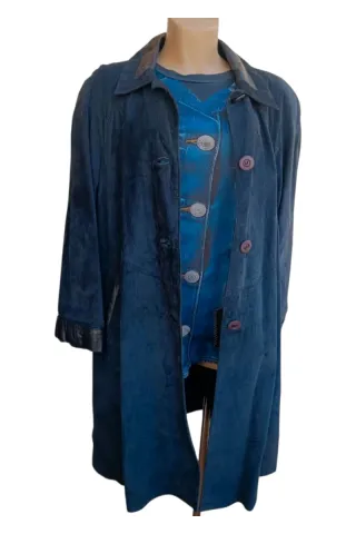 Abrigo Piel 100% Negro/Azul Nuevo