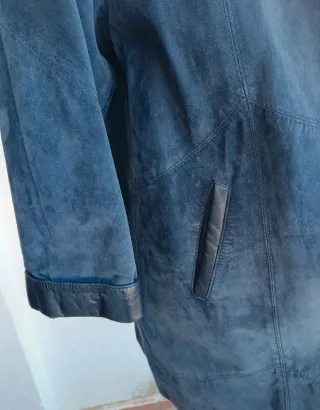 Abrigo Piel 100% Negro/Azul Nuevo