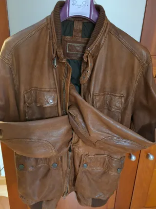 Cazadora Piel Massimo Dutti Marrón