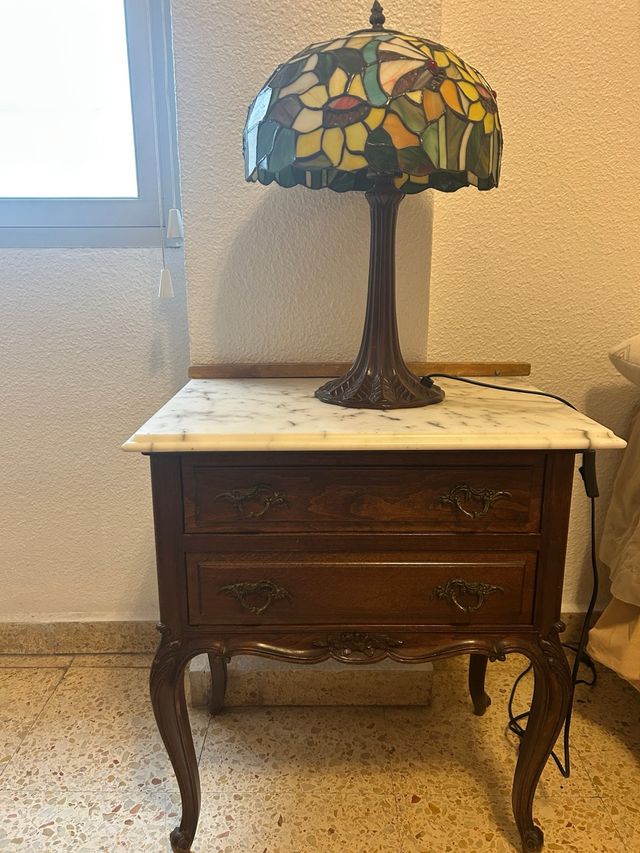 Mesita de noche madera y mármol