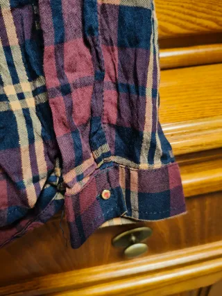 Camisa de niña cuadros burdeos