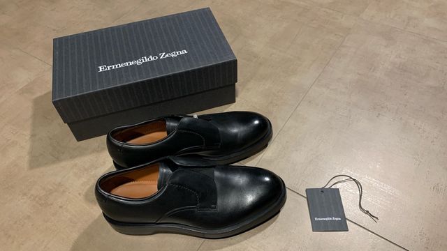 Ermenegildo zegna black derby with elastic