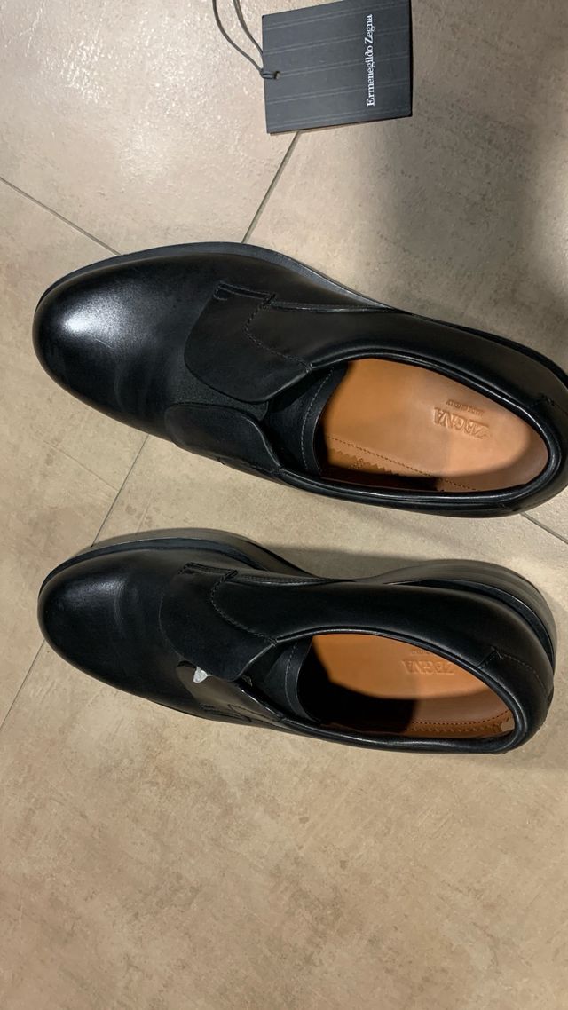 Ermenegildo zegna black derby with elastic