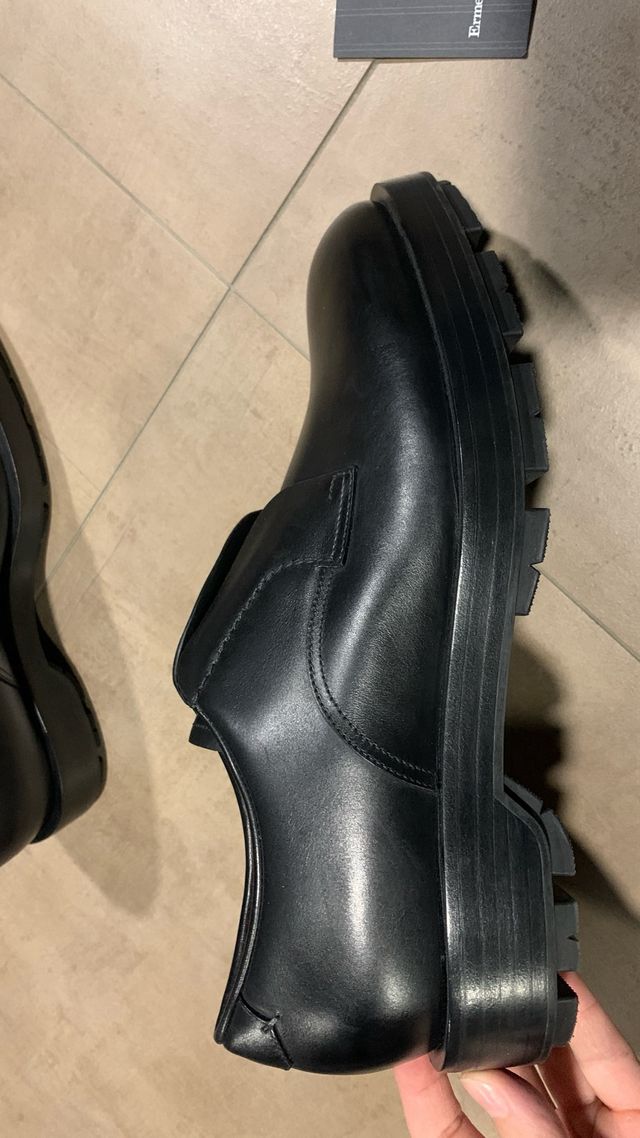 Ermenegildo zegna black derby with elastic