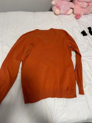 Jersey fino cuello pico naranja y verde