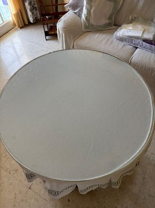 Mesa camilla redonda de madera con cristal