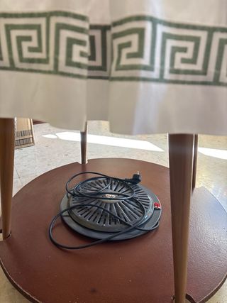 Mesa camilla redonda de madera con cristal