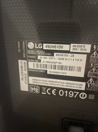 Televisor LG Negro 50” (No funciona bien)