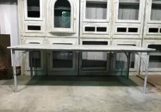 Mesa madera policromada metal