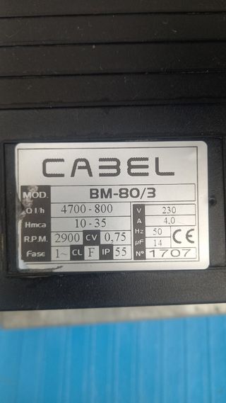 Bomba de agua presurizador CABEL