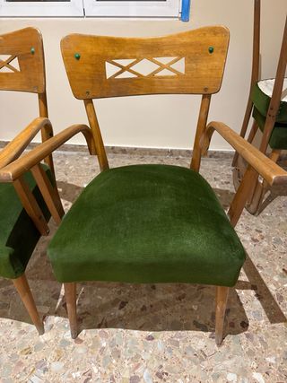 2 Sillas Madera Tapizado Verde