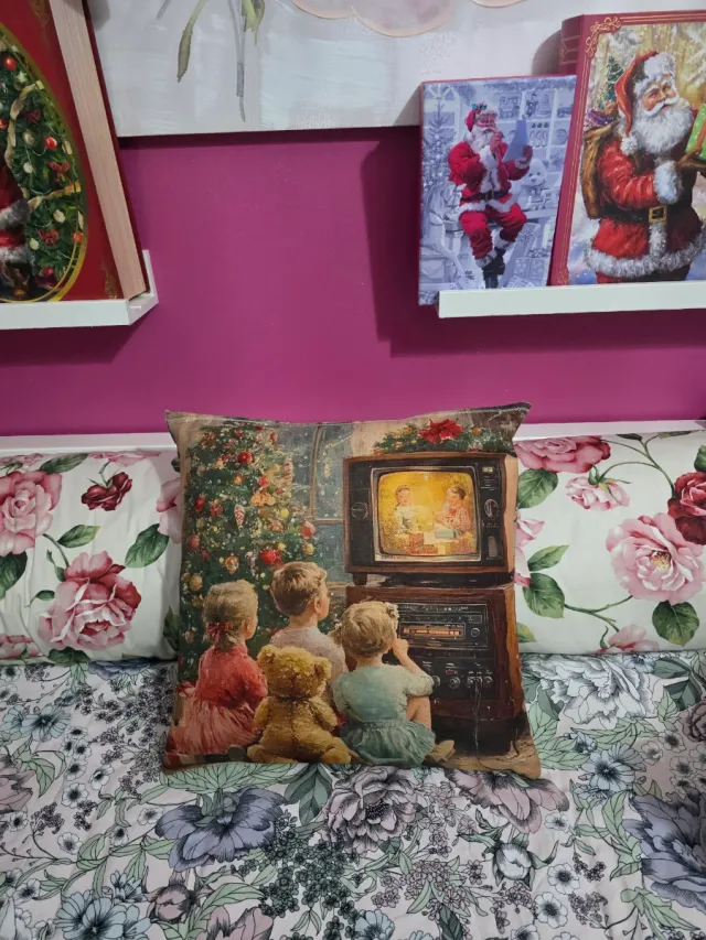 Cojín de algodón con estampado navideño