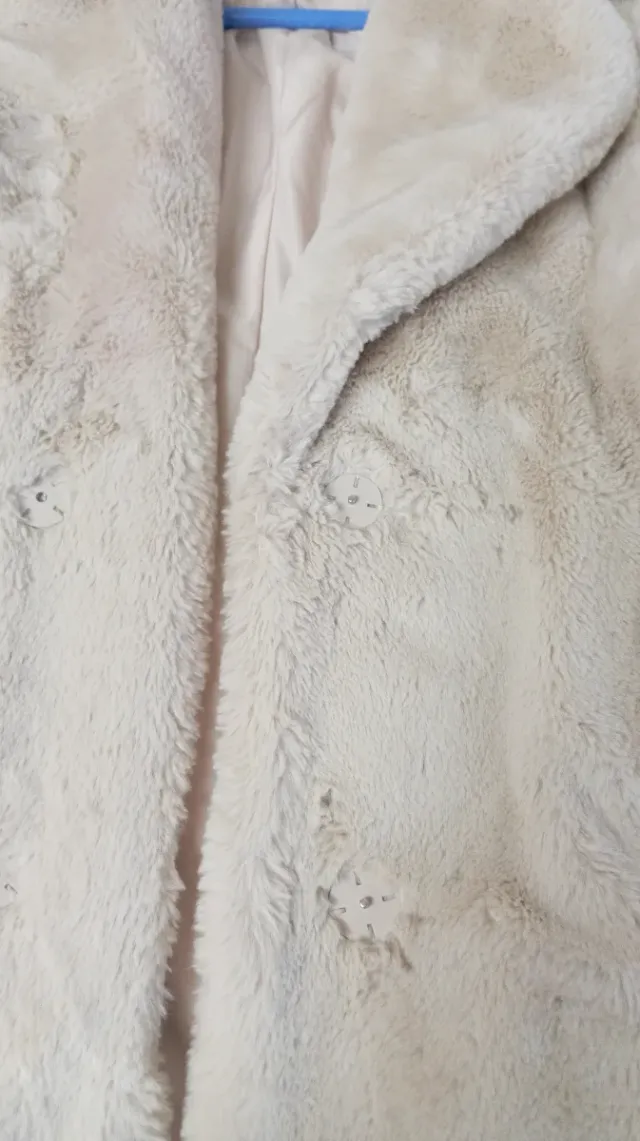 Abrigo mujer peluche beige talla M.