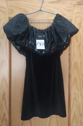 Vestido Zara Negro Lentejuelas
