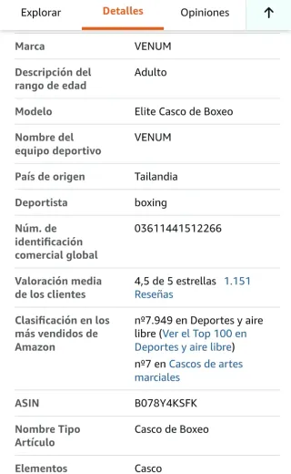 Casco Boxeo Venum Elite Unisex Adulto