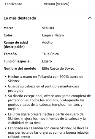 Casco Boxeo Venum Elite Unisex Adulto