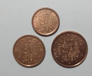 Tris monete 1-2-5 cent 2023 Spagna