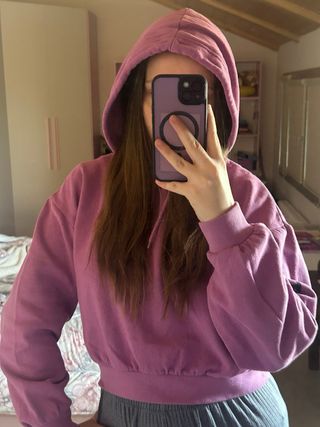 Felpa viola con scritta PERFECT