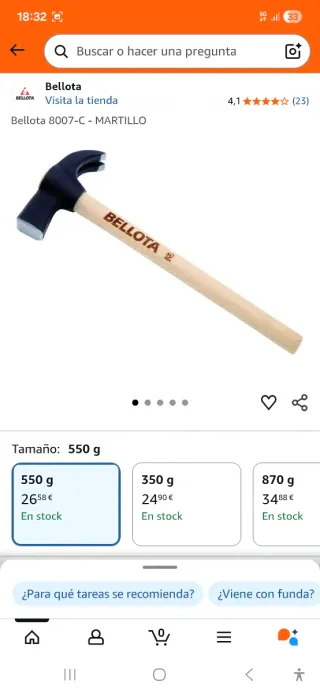 BELLOTA MARTILLO DE CARPINTERÍA NUEVO REF. 8007 C