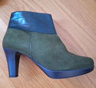 Botines de piel y ante mujer verde
