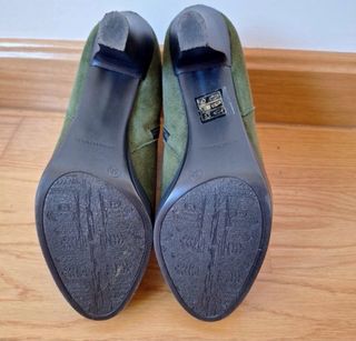 Botines de piel y ante mujer verde