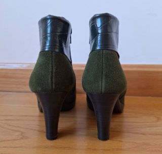 Botines de piel y ante mujer verde