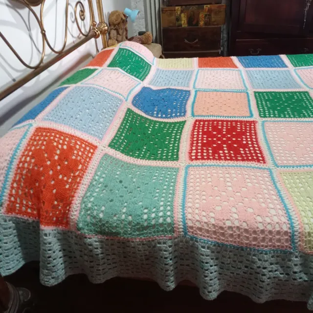 Coperta Uncinetto Vintage Multicolore