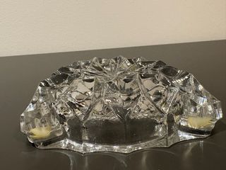 Bonito Cenicero cristal y metal vintage